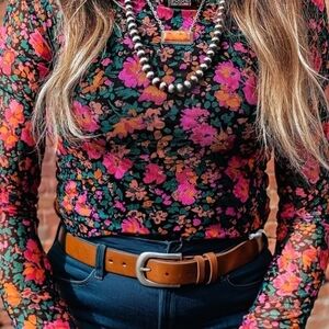 Floral Long Sleeve Top - Pink and Green